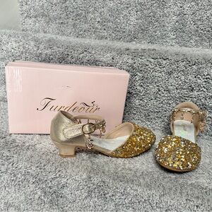 Rose Gold Glittery Kids Heels - Size 1